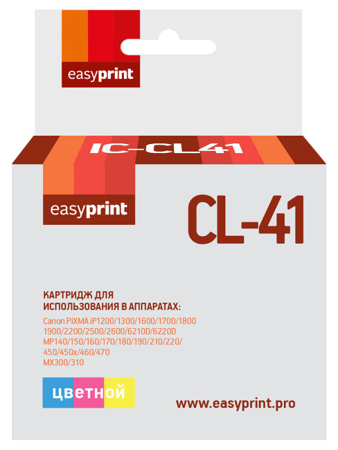 CL-41 Картридж EasyPrint IC-CL41 для Canon PIXMA iP2200/2500/2600/6210D/MP140/210/450/MX310, цветной