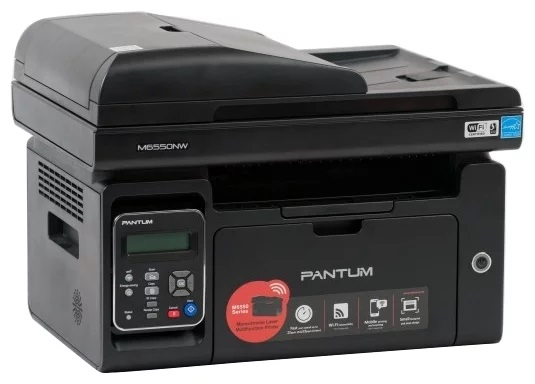 Pantum M6550NW, P/C/S, Mono laser, А4, 22 ppm (max 20000 p/mon), 600 MHz, 1200x1200 dpi, 128 MB RAM, ADF35, paper tray 150 pages, USB, LAN, WiFi, start. cartridge 1600 pages (black)